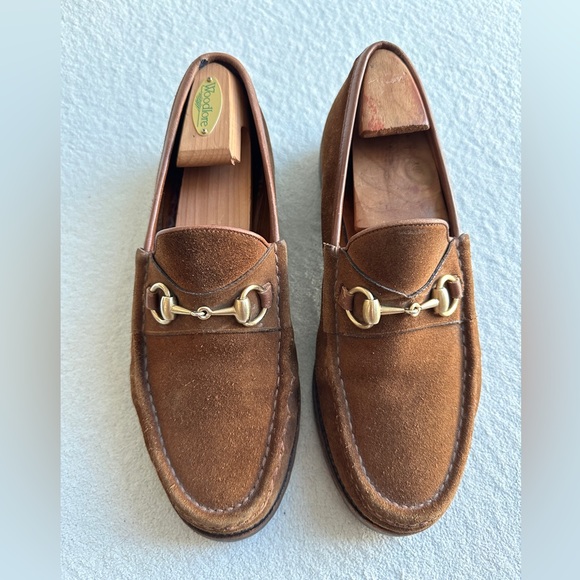 Gucci horsebit loafer Whiskey Brown suede Leather lug sole 42.5 E US 9 Moc Toe - Picture 4 of 12